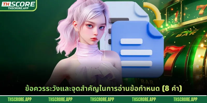 ข้อควรระวังและจุดสำคัญในการอ่านข้อกำหนด (8 คำ)